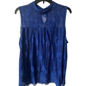 SHANNON FORD NEW YORK Blouse Womens Plus 1X Sleeveless Lace Lined Feminine Boho